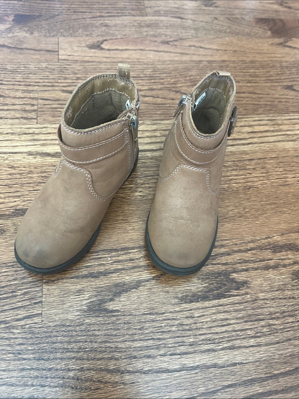 Kids Tan Ankle Boots - Casual Zip Booties